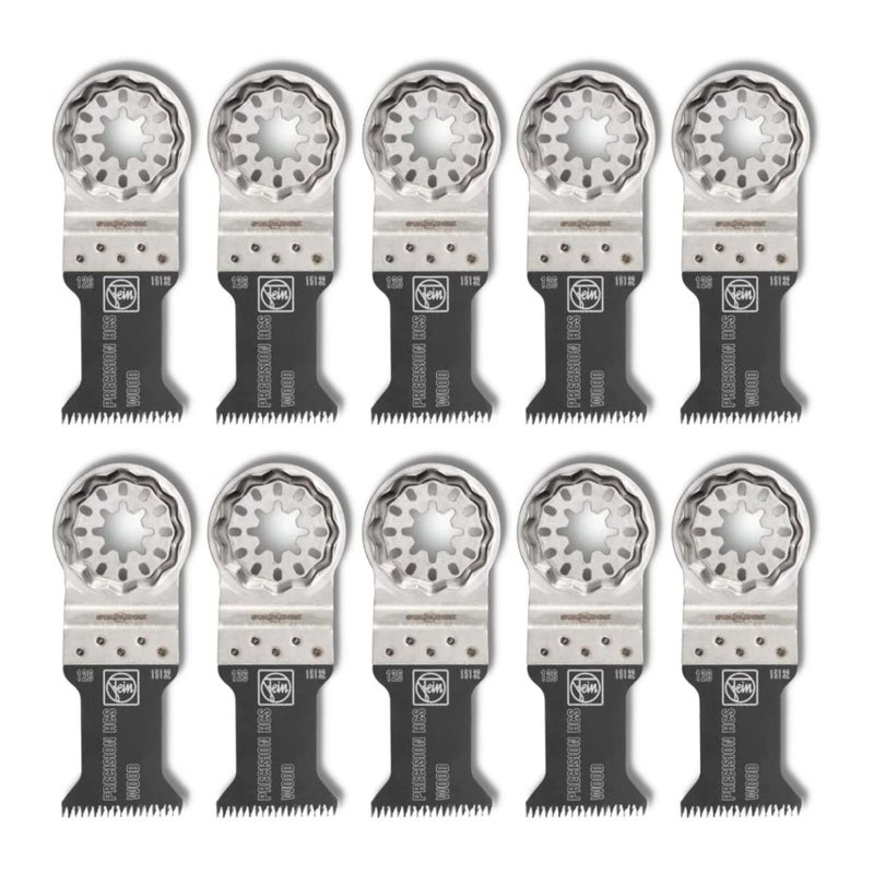 Fein Starlock E-Cut Precision Saw Blade - Precision Cutting for Wood, Drywall & Soft Plastics, Double-Row Japanese Teeth, Narrow Waisted, 1-3/8" Width, 2" Length, 10-Pack - 63502126290 - Image 1